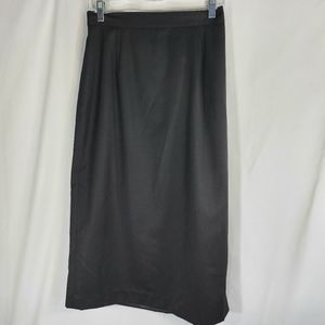 BICÉ Black 100% Wool Partial Elastic Waist Side Slit Lined Midi Skirt Size 12